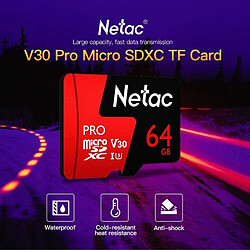 Acheter Wewoo Carte Micro SD P500 PRO 64 Go U3 Niveau de vitesse Automobile Enregistreur de données Moniteur mémoire pour appareil photo TF