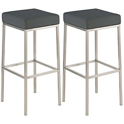 Decoshop26 Lot de 2 tabourets de bar avec repose-pieds design simple hauteur 85 cm en PVC gris et acier inoxydable 10_0004375