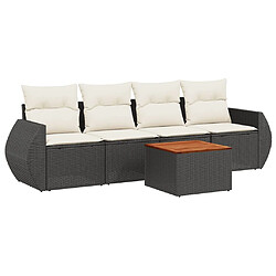 vidaXL Salon de jardin 5 pcs avec coussins noir résine tressée