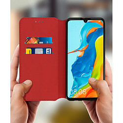 Avis Avizar Housse Huawei P30 Lite Étui Folio Portefeuille Fonction Support rouge