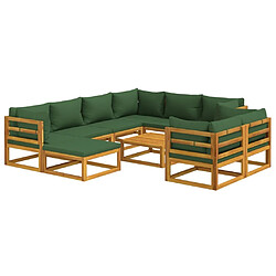 Avis Maison Chic Salon de jardin 10 pcs + coussins - Mobilier/Meubles de jardin - Table et chaises d'extérieur vert bois massif -MN36317