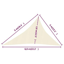 vidaXL Voile d'ombrage 160 g/m² Crème 4x5x6,8 m PEHD pas cher