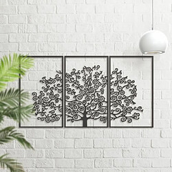 DEKORY 3 panneaux Arbre minimaliste Décoration Murale en Métal 150 x 74 cm