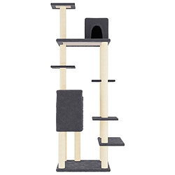 Helloshop26 Arbre à chat meuble tour grimper jouet grattage grattoir escalade plateforme avec griffoirs en sisal foncé 154 cm gris 02_0022673