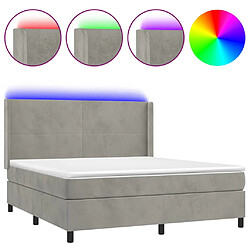 vidaXL Sommier à lattes de lit matelas et LED Gris clair 160x200 cm