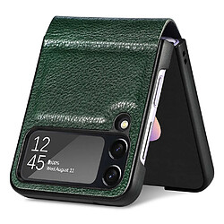 Coque en TPU + cuir véritable CASENEO pliable avec béquille pour votre Samsung Galaxy Z Flip4 5G - vert