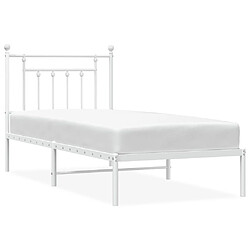 vidaXL Cadre de lit métal sans matelas avec tête de lit blanc 90x200cm