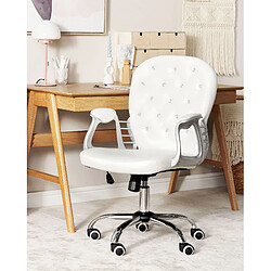 Beliani Chaise de bureau Cuir PU Blanc PRINCESS