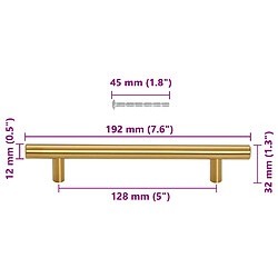 vidaXL Poignées d'armoire 10 pcs doré 128 mm acier inoxydable pas cher