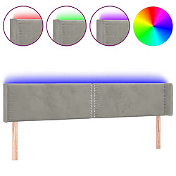 Maison Chic Tête de lit scandinave à LED,meuble de chambre Gris clair 183x16x78/88 cm Velours -MN40020