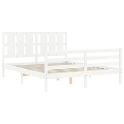 Maison Chic Lit adulte - Cadre Structure de lit avec tête de lit Contemporain blanc King Size bois massif -MN57018 pas cher