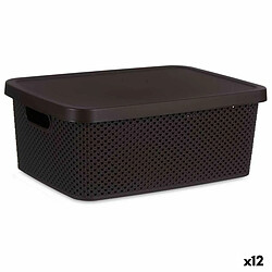 Kipit Boîte de rangement avec couvercle Marron Plastique 13 L 28 x 15 x 39 cm (12 Unités)