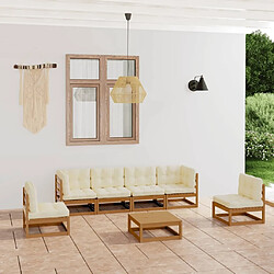 Maison Chic Ensemble Tables et chaises d'extérieur 7pcs avec coussins,Salon de jardin bois de pin massif -GKD988952