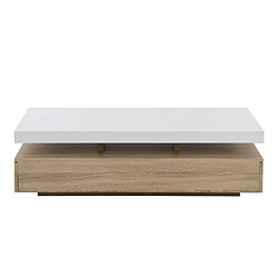 Vente-Unique Table basse avec 2 tiroirs en MDF - Naturel clair et blanc - FELIX