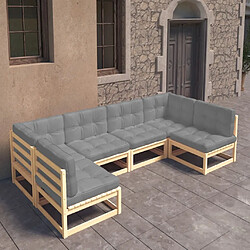 Maison Chic Salon de jardin 6 pcs + coussins - Mobilier/Meubles de jardin - Table et chaises d'extérieur Bois de pin massif -MN18821