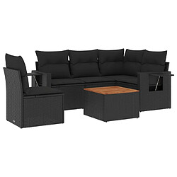 Maison Chic Salon de jardin 6 pcs avec coussins | Ensemble de Table et chaises | Mobilier d'Extérieur noir résine tressée -GKD52780