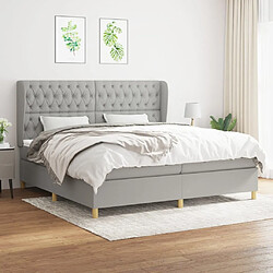 Maison Chic Lit Adulte - Lit simple Lit à sommier tapissier avec matelas moelleux - Meuble de Chambre - Gris clair 200x200cm Tissu -MN45053