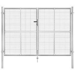 vidaXL Porte de jardin Acier galvanisé 306x225 cm Argenté