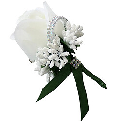 Stimulation Broche Fleur Rose Épingle De Corsage Mariage Blanc et Vert Foncé