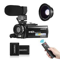 Andoer HDV-201LM 1080P FHD Caméscope numérique Caméscope Enregistreur DV Zoom numérique 24MP 16X Écran à cristaux liquides de 3,0