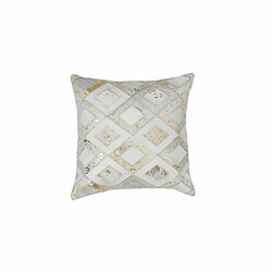 Paris Prix Coussin Déco en Cuir Spark I 45x45cm Ivoire & Or