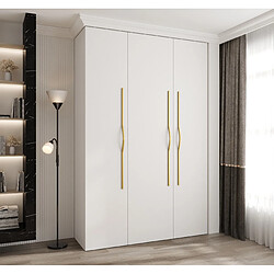 Abiks Meble Armoire à portes battantes Como 2 245,5/160/40 3 portes (blanc/doré)