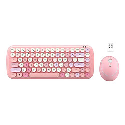 Ensemble Combiné Clavier Et Souris Sans Fil 2.4G Récepteur USB Pour Ordinateur De Bureau PC Rose