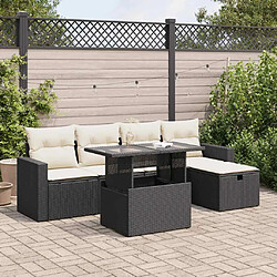 vidaXL Salon de jardin 6 pcs avec coussins noir résine tressée