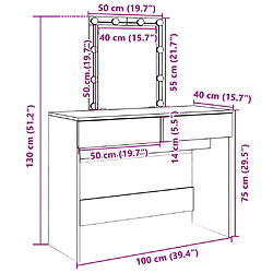 vidaXL Coiffeuse avec LED noir 100x40x130 cm pas cher