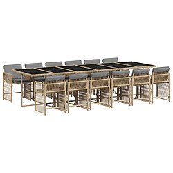 vidaXL Ensemble à manger de jardin et coussins 13 pcs mélange beige