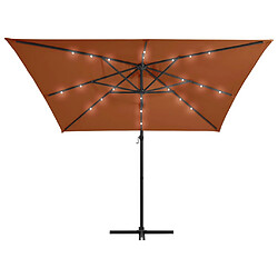 Helloshop26 Parasol mobilier de jardin déporté avec lumières led 250 x 250 cm orange 02_0008460