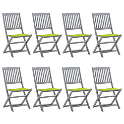 vidaXL Chaises pliables d'extérieur lot de 8 et coussins Bois d'acacia