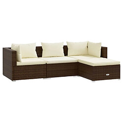 Maison Chic Salon de jardin 4 pcs + coussins - Mobilier/Meubles de jardin - Table et chaises d'extérieur Résine tressée Marron -MN34411