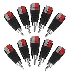 10 x RCA Mâle Connecteur Adaptateur Haut-Parleur Fil Câble à Audio Jack Plug