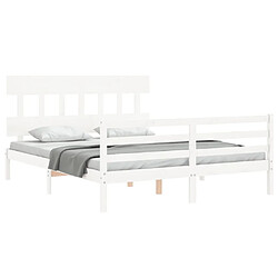 Acheter Maison Chic Lit adulte - Cadre Structure de lit avec tête de lit Contemporain blanc King Size bois massif -MN58980