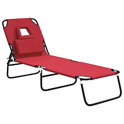 vidaXL Chaise longue pliante rouge tissu oxford acier enduit de poudre