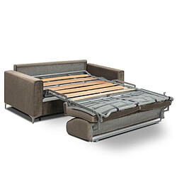 Inside 75 Canapé convertible express JACKSON 160cm sommier lattes cuir vachette taupe clair matelas 16 cm