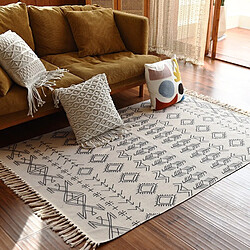 Avis Universal Tapis en coton et lin nordique Couchage Salon 120x180cm Coussin de sol Zone Tapis Tissé à la main Tapis |(blanche)