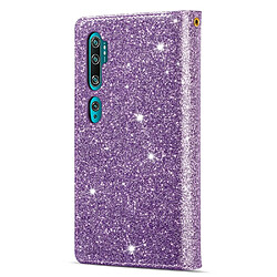 Etui en PU sculpture au laser de style étoilé scintillant violet pour votre Xiaomi Mi CC9 Pro/Mi Note 10/Mi Note 10 Pro