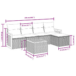 Avis vidaXL Salon de jardin 6 pcs avec coussins noir résine tressée