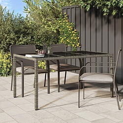 vidaXL Table de jardin 150x90x75 cm Verre trempé et poly rotin Gris