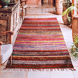 Thedecofactory WOODSTOCK - Tapis souple en coton à rayures rouge 100x200