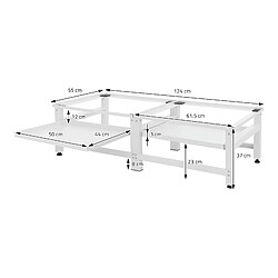 ML-Design Socle machine à laver double avec étagère base sèche-linge blanc 150 kg/support pas cher