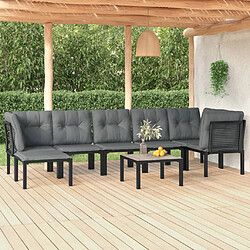 vidaXL Salon de jardin 8 pcs noir et gris résine tressée