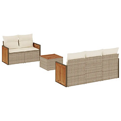 Maison Chic Salon de jardin avec coussins 6 pcs | Ensemble de Table et chaises | Mobilier d'Extérieur beige résine tressée -GKD45344