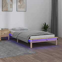 vidaXL Cadre de lit à LED sans matelas 100x200 cm bois massif