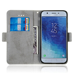 Wewoo Housse Coque Etui à rabat horizontal multifonctionnel en cuir avec fente pour carte et support Galaxy J7 2018 Gris pas cher