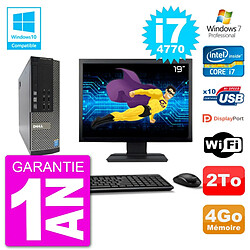 PC Dell 7020 SFF Ecran 19" Intel i7-4770 RAM 4Go Disque 2To Graveur DVD Wifi W7 - Occasion