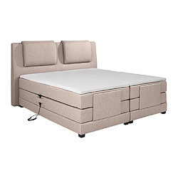 Vente-Unique Ensemble complet boxspring tête de lit + sommiers relaxation électrique + matelas + surmatelas - 2 x 90 x 200 cm - Tissu - Beige - CASTEL II de PALACIO pas cher