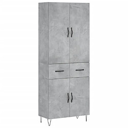 vidaXL Buffet haut Gris béton 69,5x34x180 cm Bois d'ingénierie